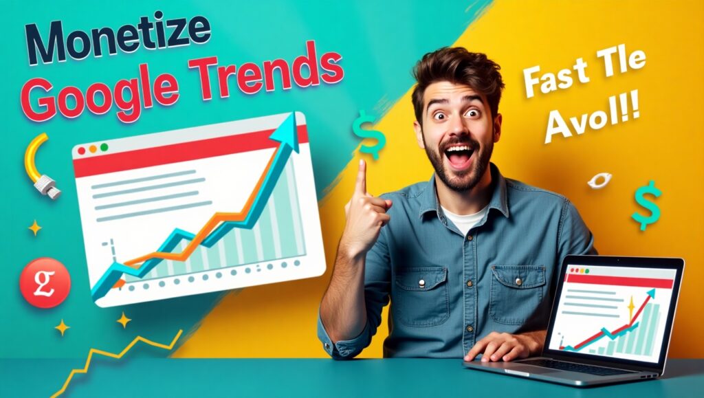 Screenshot of Google Trends dashboard showing rising search topics in the USA and India., Monetize Google Trends.
