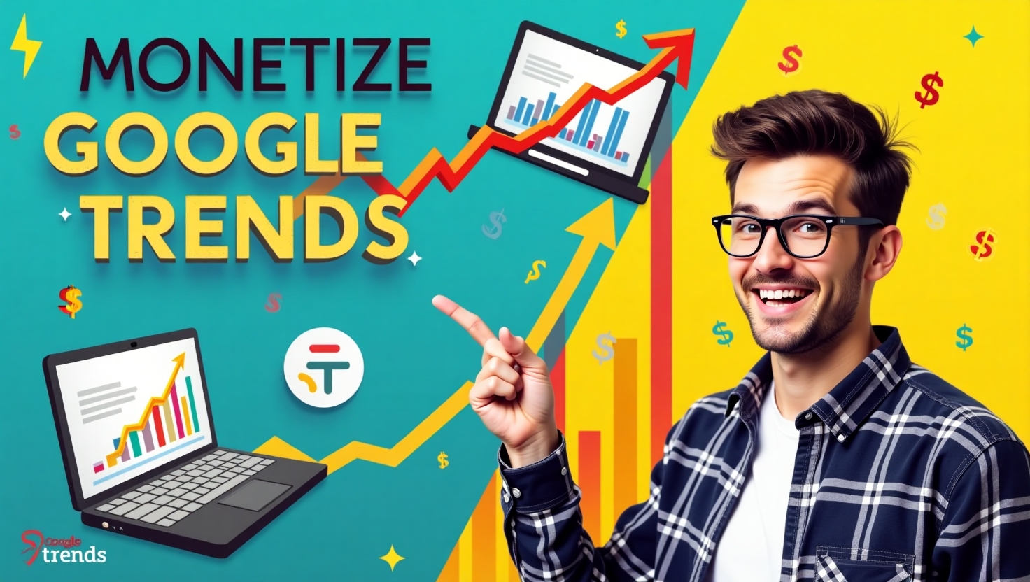 Upward trending graph representing Google Trends data used for monetizing blog traffic., Monetize Google Trends