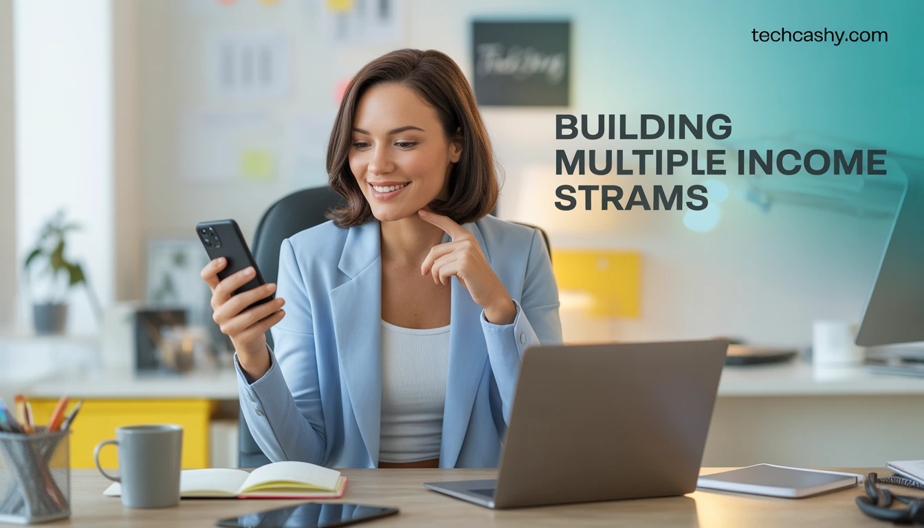 Build multiple income streams beginner evergreen blueprint with laptop and mobile